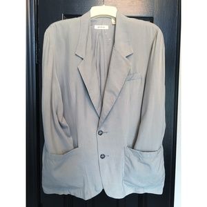 Go Silk Light Gray 100% Silk Jacket Blazer